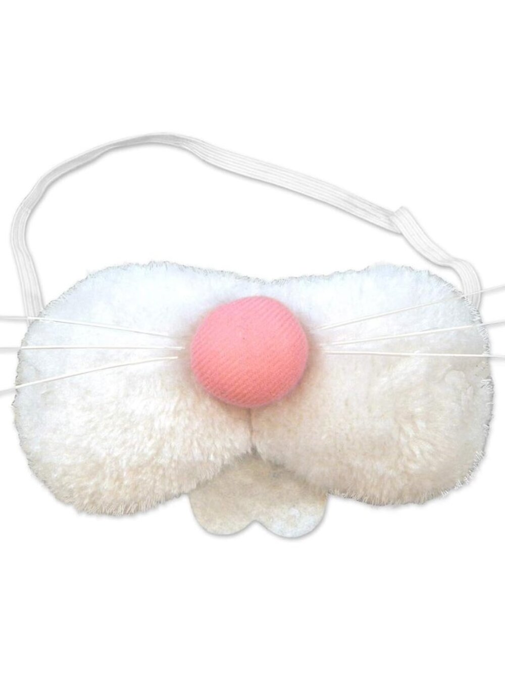 Plush Bunny Nose Costume Accessory – White Faux Fur with Pink Nose, Teeth, Whisk